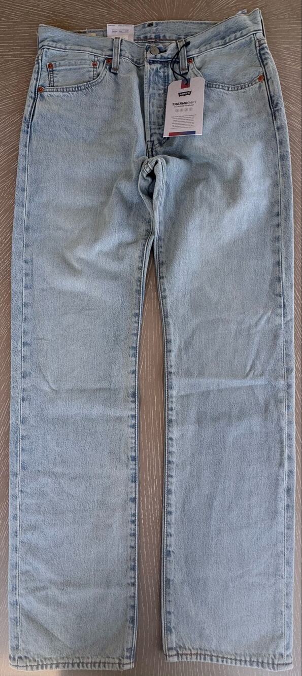 Levi's Premium 501 Original Thermodapt Big E Jeans Light Wash W32 L34 NWT